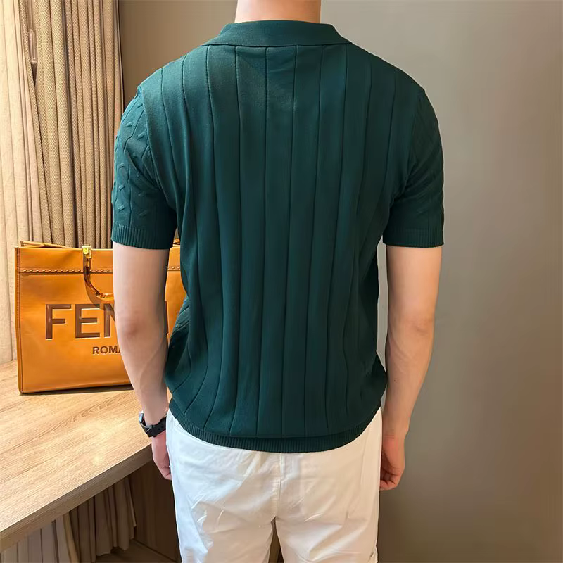 Polo Vertical à manches courtes tricoté en Jacquard