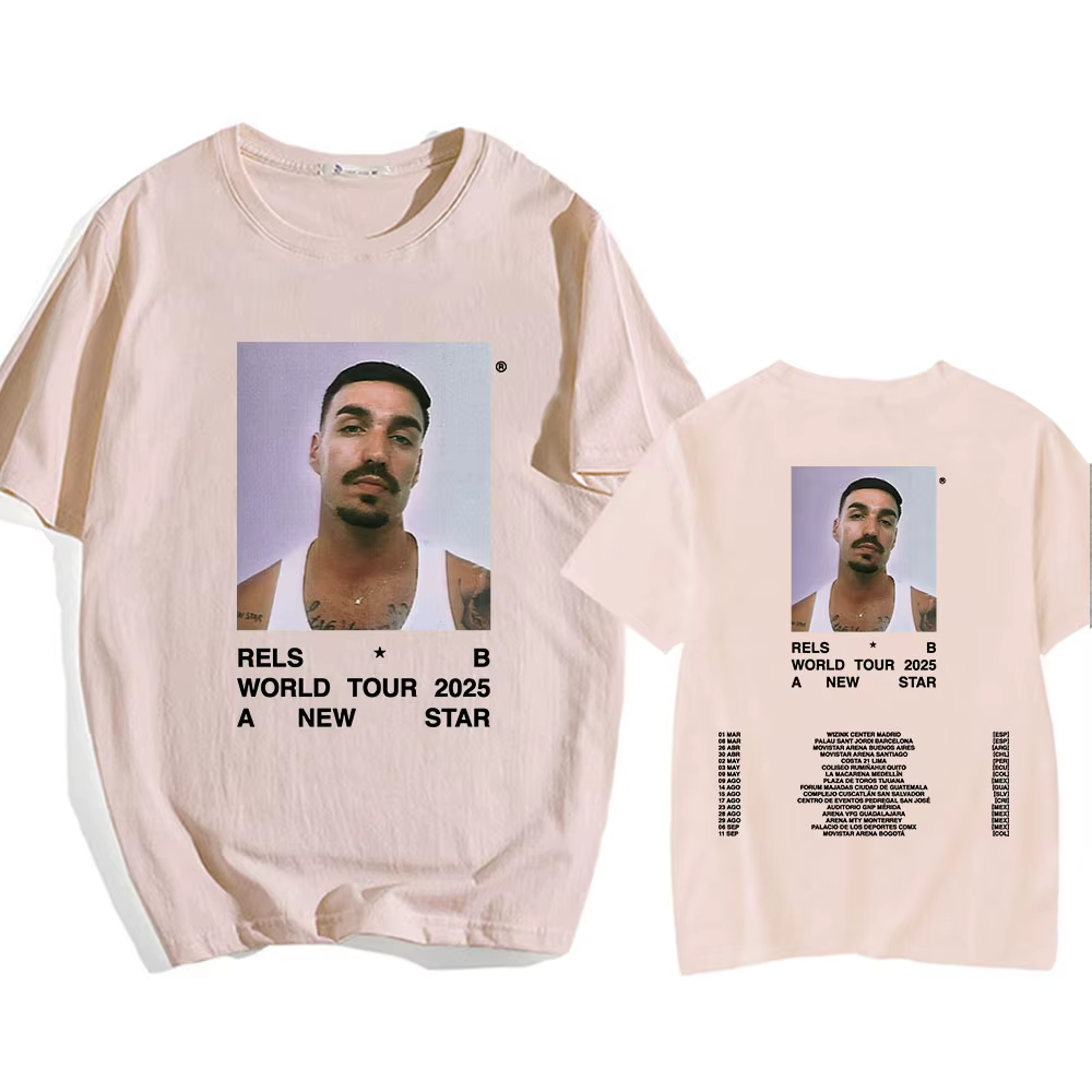Un nouveau Star World Tour 2025 Rels B t-shirt Hip Hop unisexe Streetwear à manches courtes col rond hommes