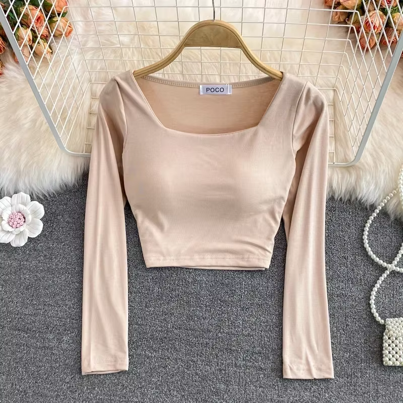 T-shirt à manches longues pour femmes avec soutien-gorge intégré