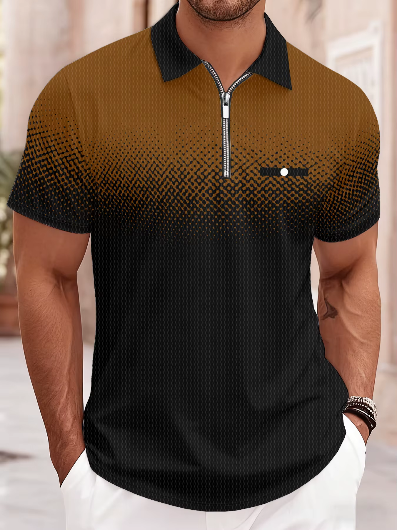 Nouveau style été 2026 : Polo zippé pour homme avec imprimé 3D