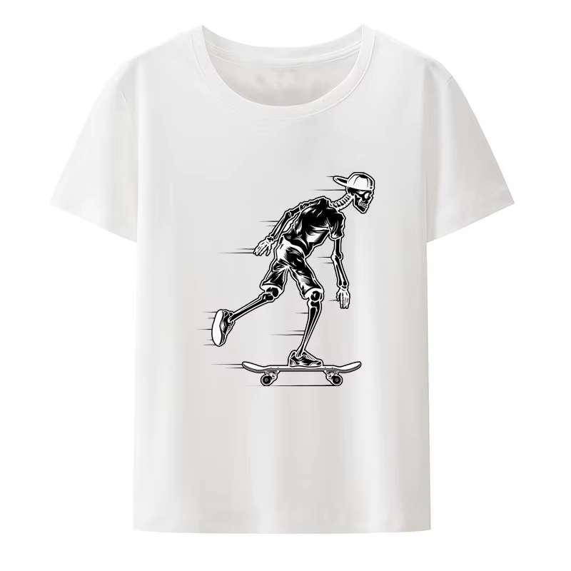 T-shirt unisexe avec impression de patins de crâne drôle