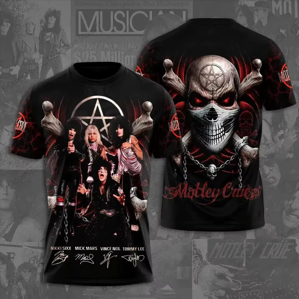 Metal Rock Band Motley Crue Tour impression 3d T-shirt hommes femmes mode Hip Hop décontracté à manches courtes hauts