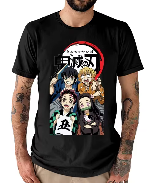 T-shirt imprimé Demon Slayer Anime Japonais pour hommes et femmes