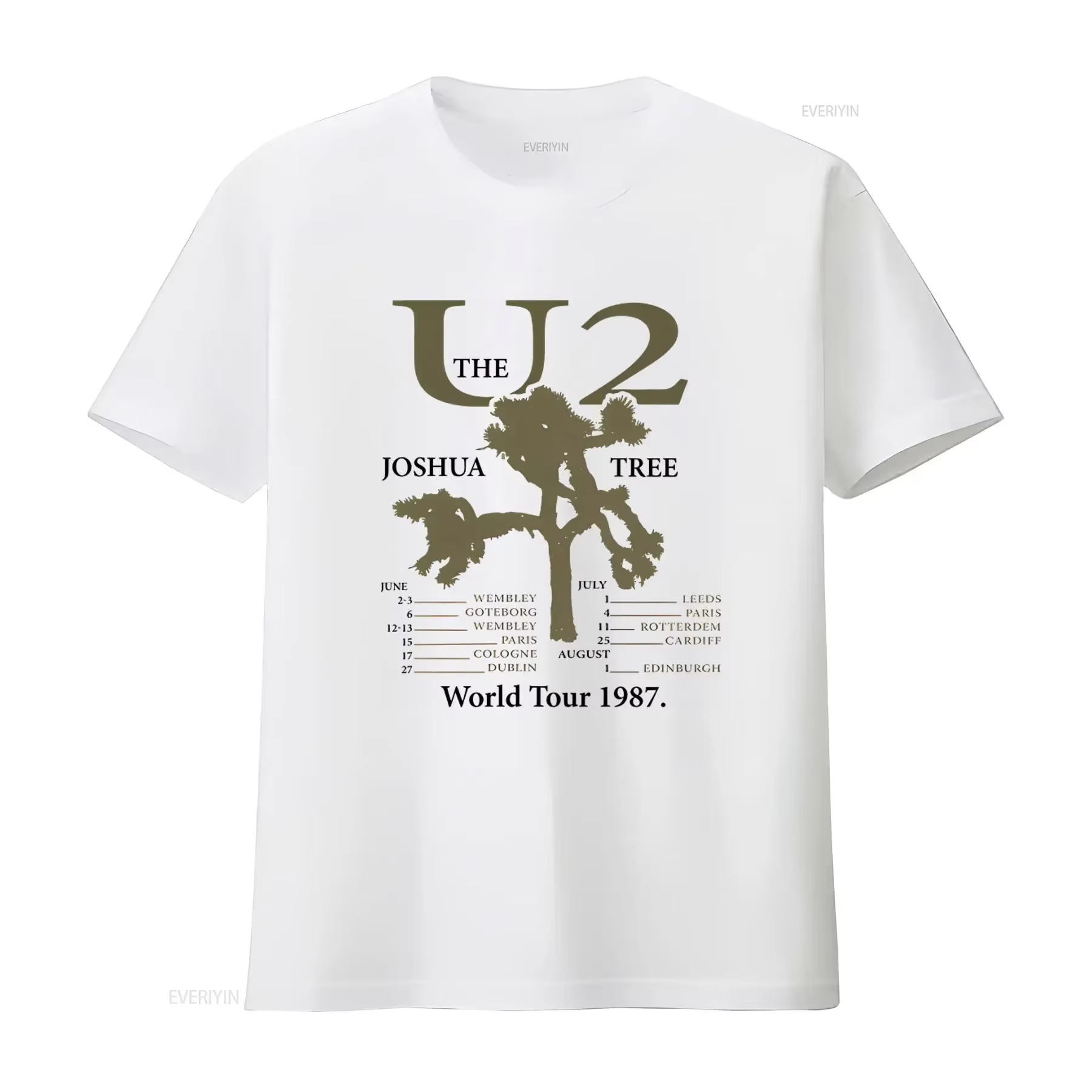 T-shirt vintage du groupe de rock U2 The Joshua Tree World Tour 1987
