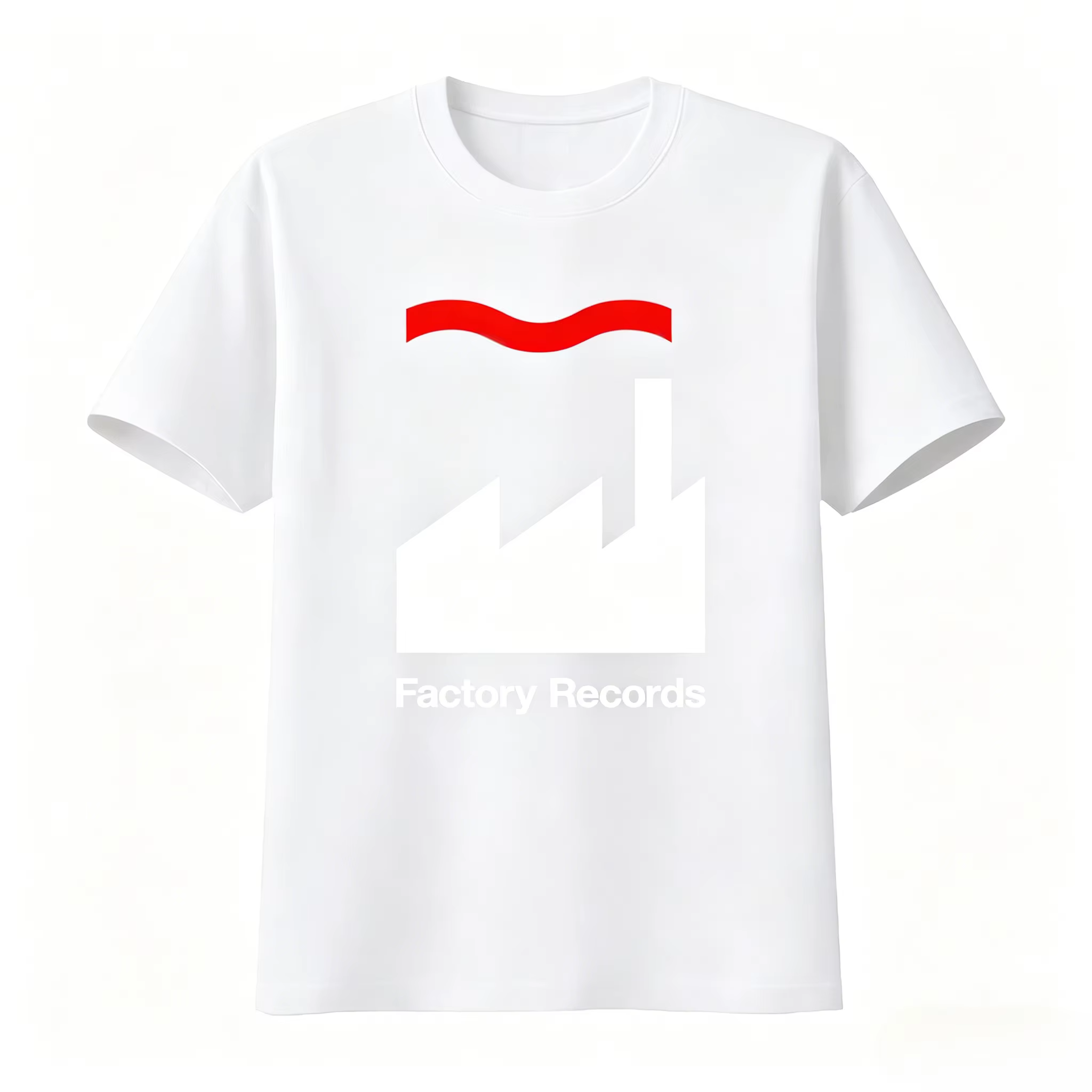 T-shirt Factory Records disponible en noir et blanc classiques