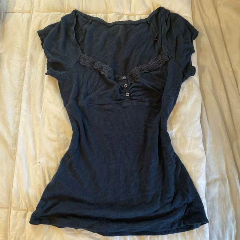 T-shirt vintage slim en dentelle