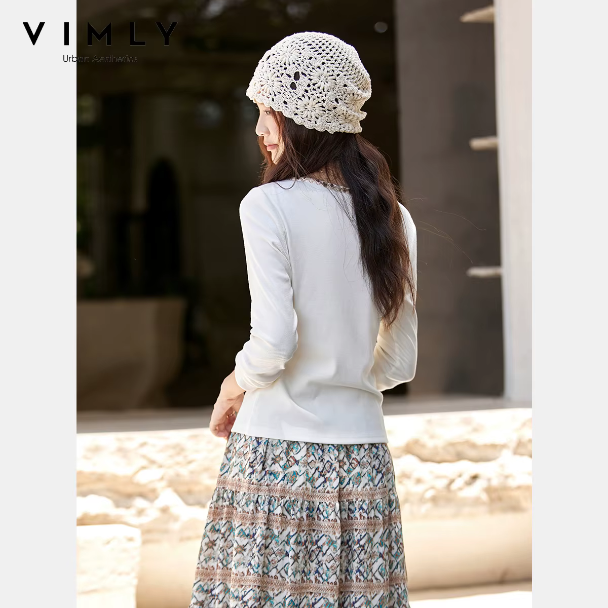 T-shirt blanc à manches longues pour femme VIMLY