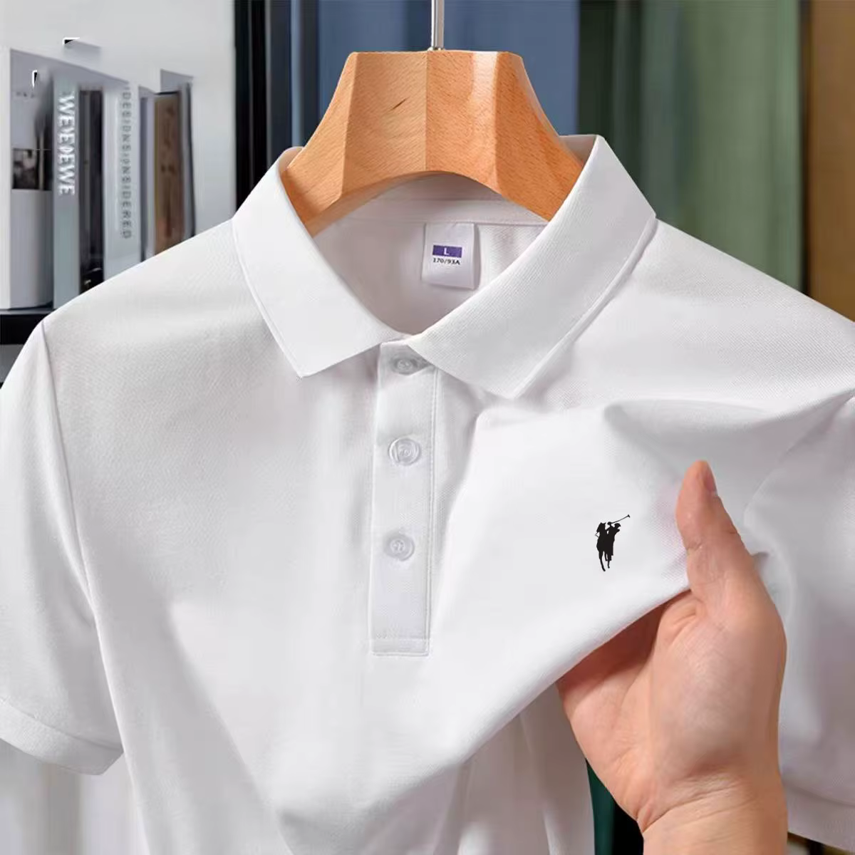 Polo de marque haut de gamme pour hommes, avec col brodé, manches courtes, idéal pour l’été, polyvalent, t-shirt décontracté pour un usage professionnel.