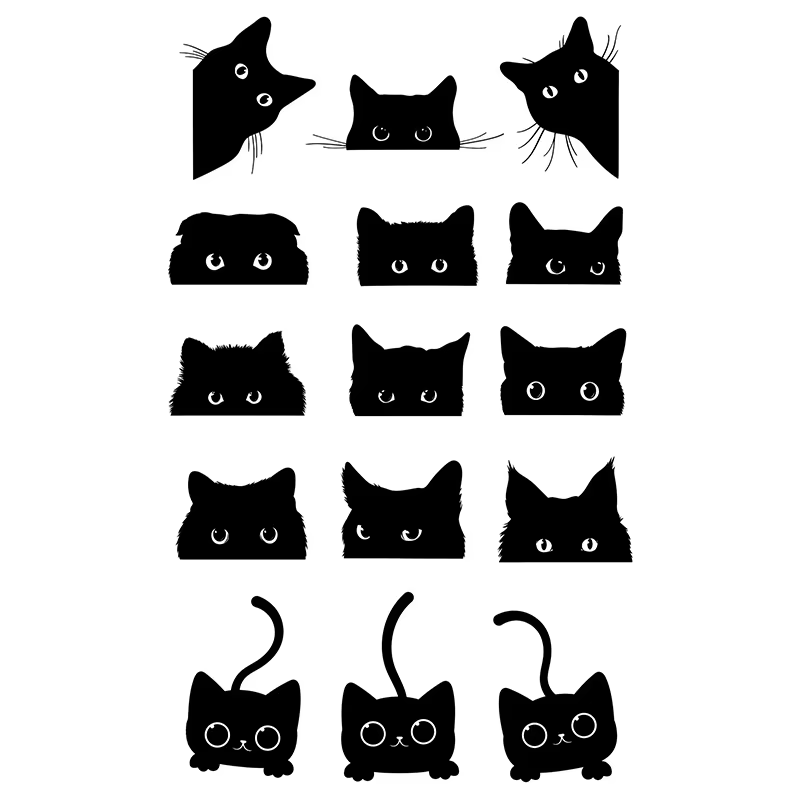 Tatouage temporaire motif petit chat noir, à base de jus végétal, semi-permanent, imperméable et longue durée, autocollant sexy pour bras pour femme