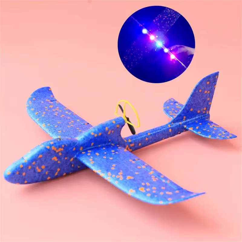 Planeur électrique en mousse, avion à lancer à la main avec lumière LED, avion de vol automatique, jouets d'extérieur pour enfants, cadeaux pour garçons