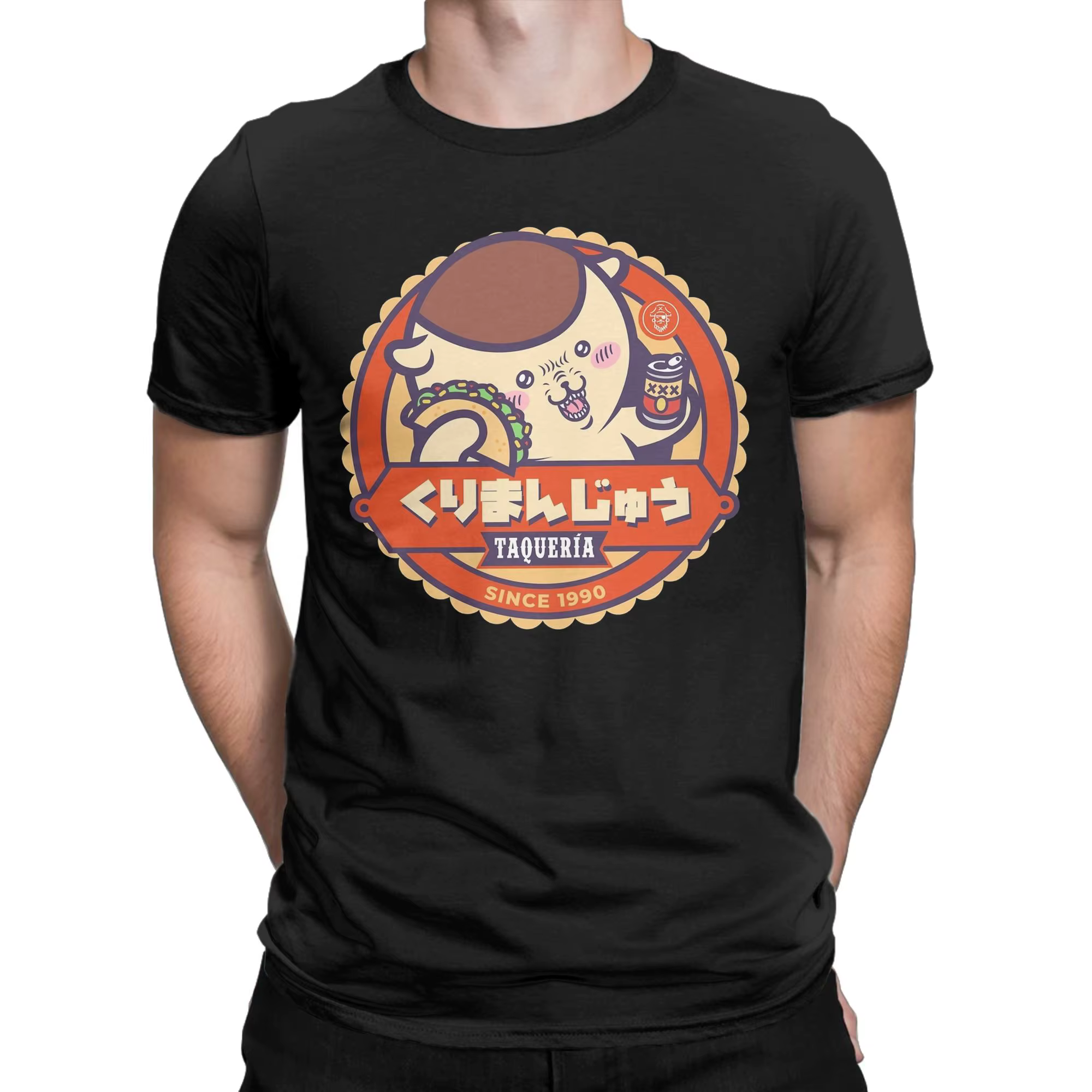 KURIMANJU TACO Chiikawas T-shirts pour hommes 100% coton T-shirt vintage col rond