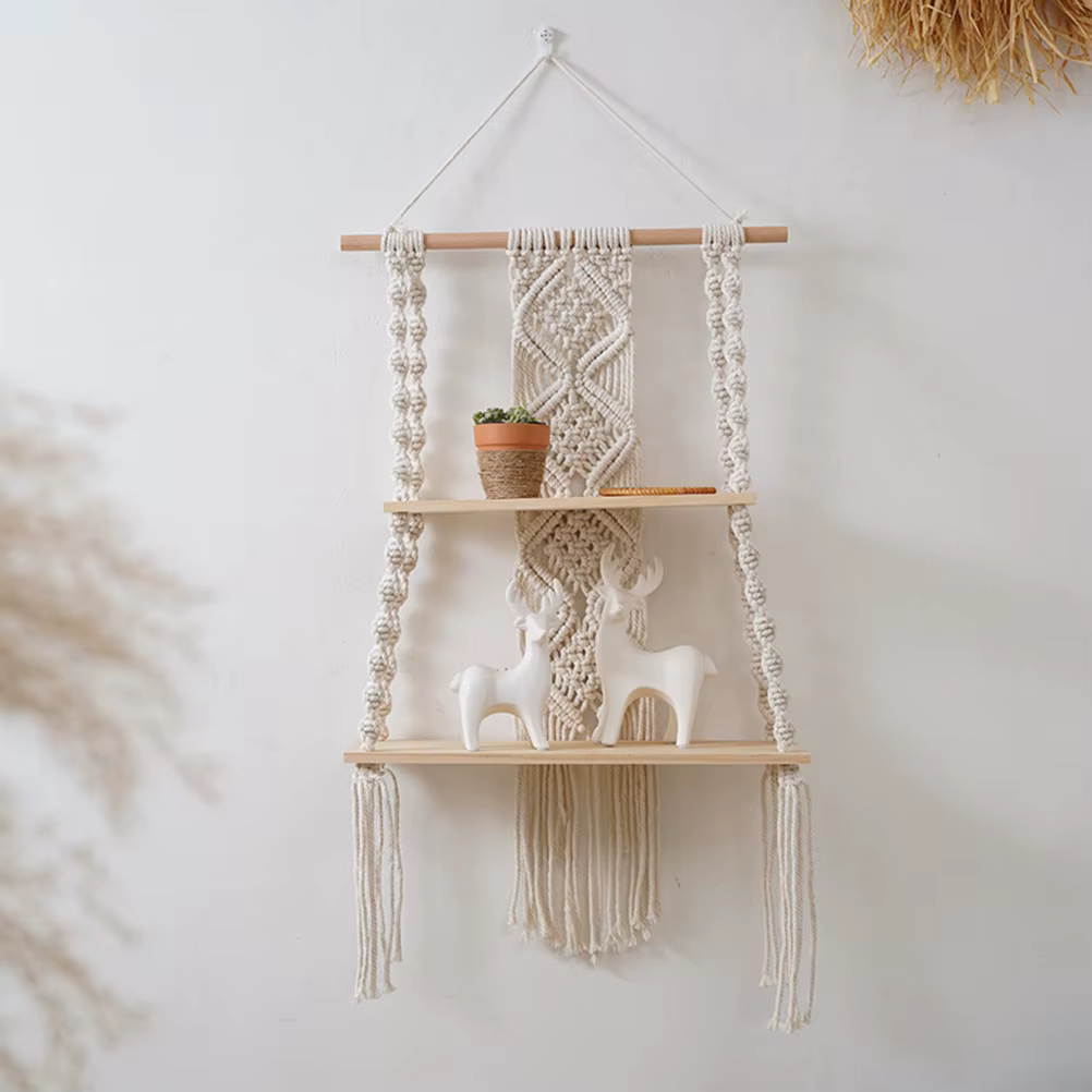 Décoration murale bohème pour chambre à coucher, étagère bohème, ULtissée flottante, étagères en bois et rangement des plantes