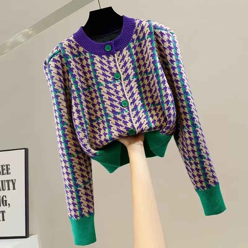Cardigan en Tricot Rouge à Manches sulfpour Femme
