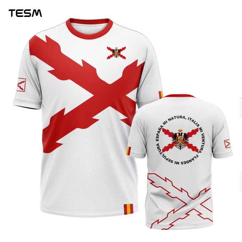 TESN espagnol hommes sport T-Shirt décontracté mode HD impression chemise respirante rue jeunesse haut