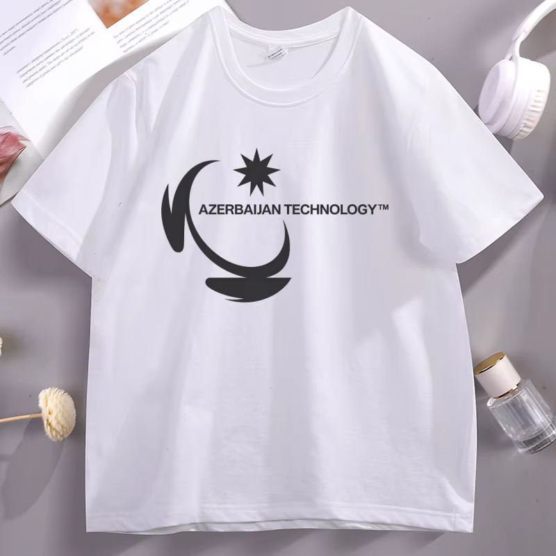 T-shirt Meme Technologie Azerbaïdjan en coton à manches courtes