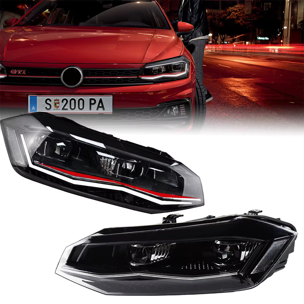 Feux de sauna pour VW POLO 2019-2022 DRL, feux de jour, phare LED, ampoule Bi SG, phares antibrouillard, accessoires de voiture