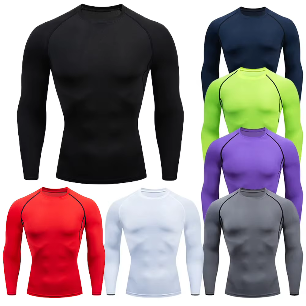 T-shirt moulant à manches longues pour homme