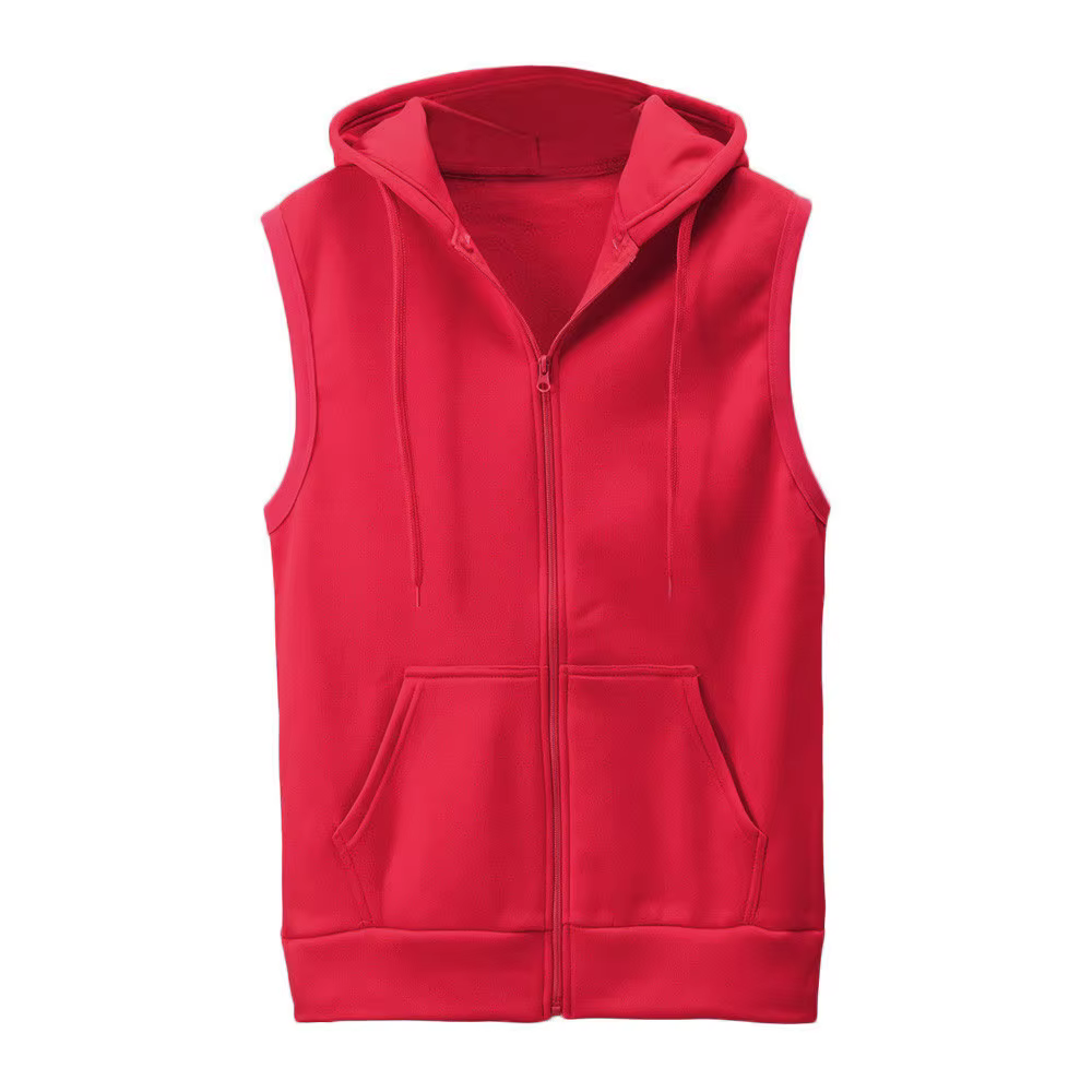 Sans manches solide gilet manteau mode hommes Blouse veste mince hauts à capuche chemise