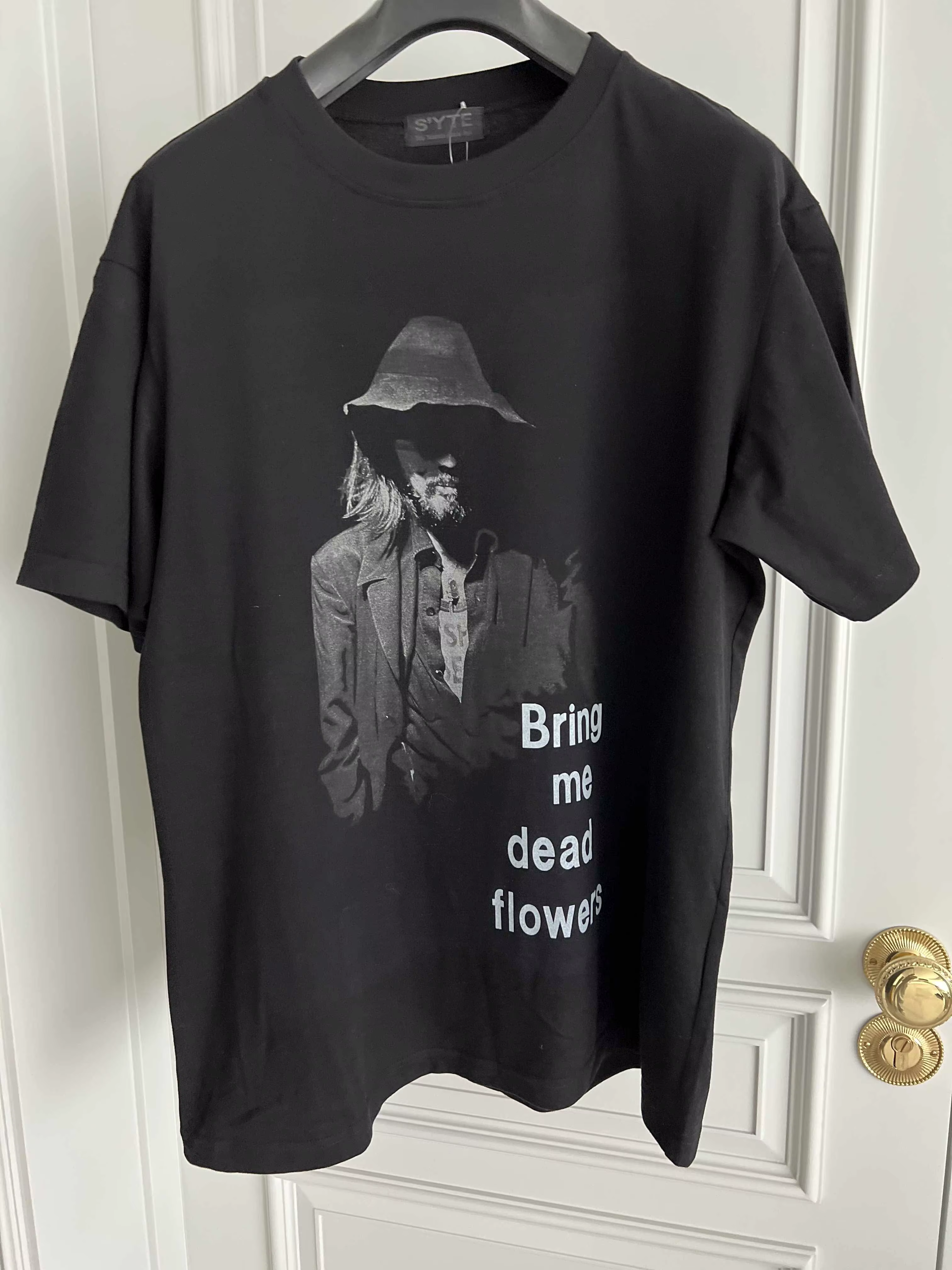 YAMAMOTO T-shirt imprimé noir en pur coton au design original