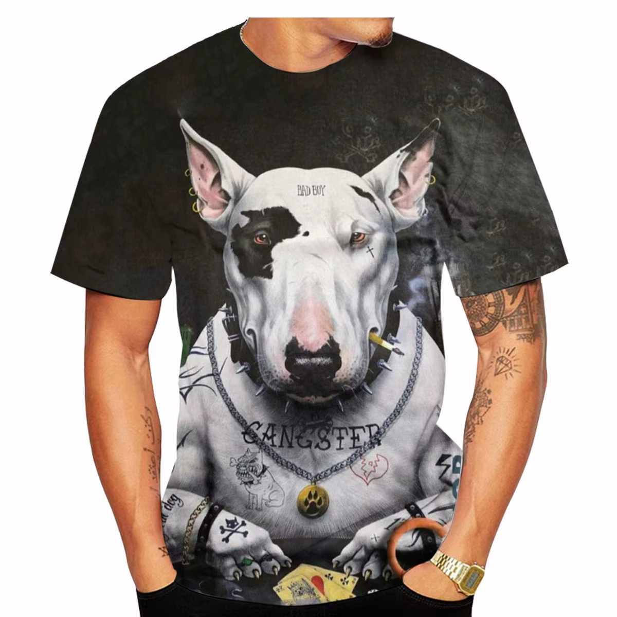 Drôle Bull Terrier T-Shirts chien de compagnie impression 3D Streetwear hommes femmes mode surdimensionné à manches