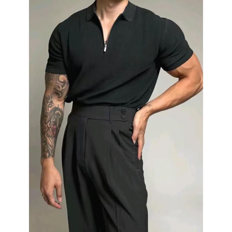 Polo tricoté décontracté à manches courtes pour homme