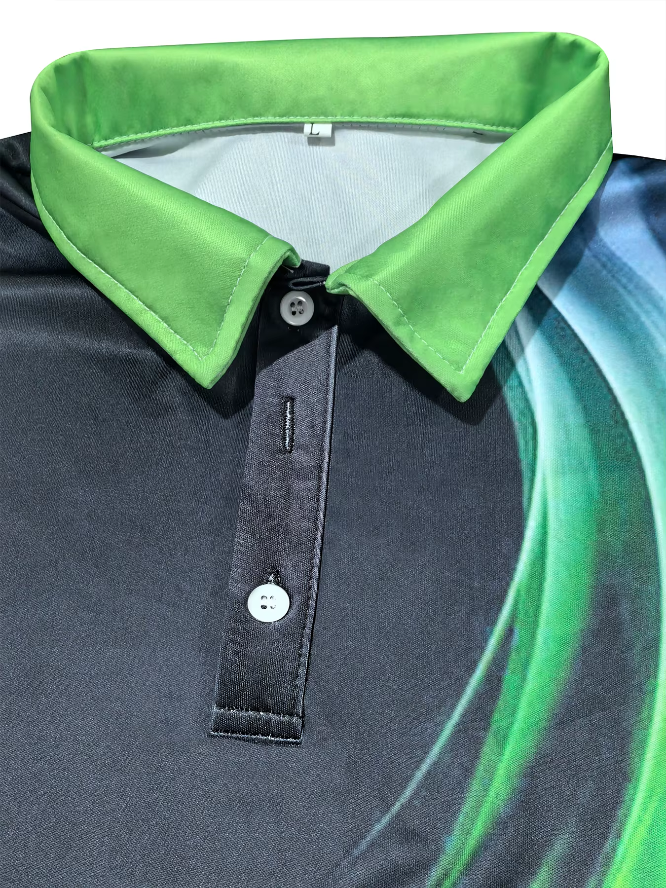 Polo à manches courtes contrastant avec imprimé abstrait, col vert, pour homme, idéal pour le golf et les sports d'été