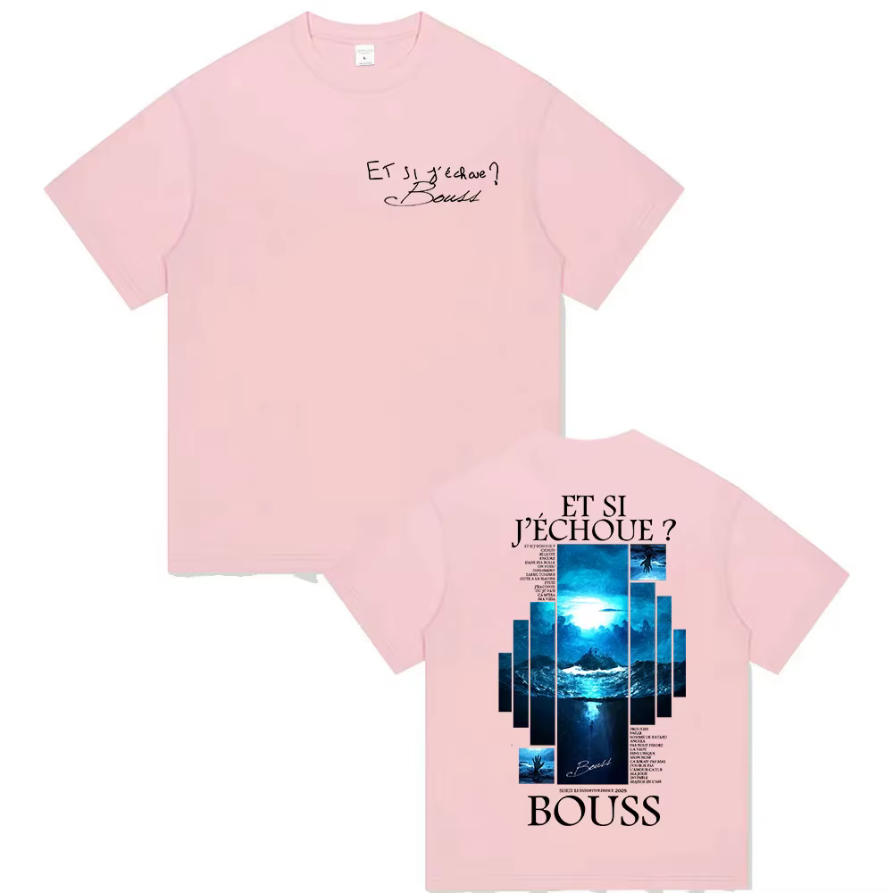 Rappeur BOUSS ET SI J'ECHOUE? Tour 2025 t-shirt graphique hommes rétro Hip Hop manches courtes T-shirts pur coton