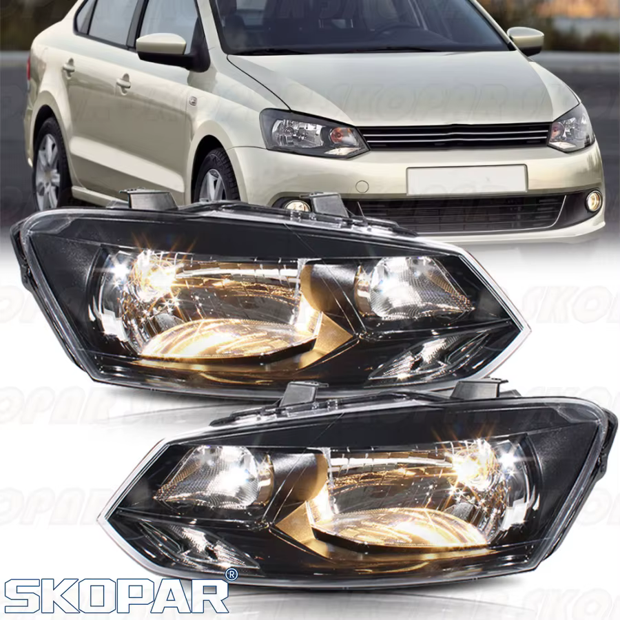 Pour VW Polo berline 2010 2011 2012 2013 2014 2015 2016 2017 accessoires de voiture phare halogène avant phare avec moteur