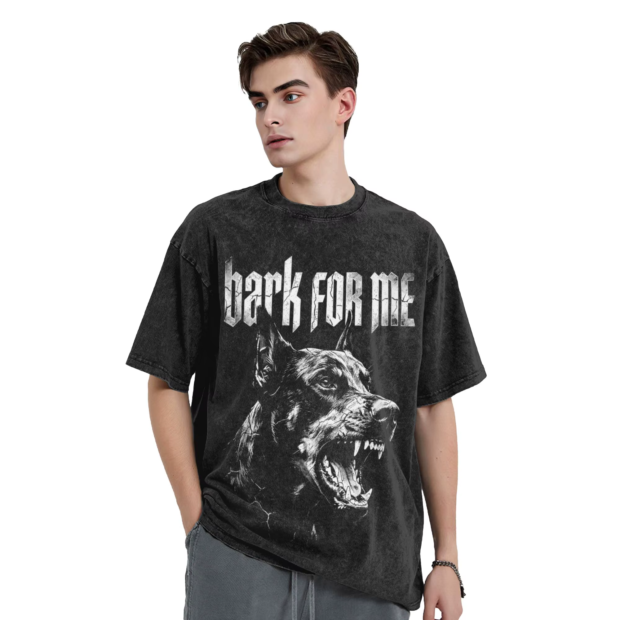 T-shirt Bark for Me Dog Doberman Grunge