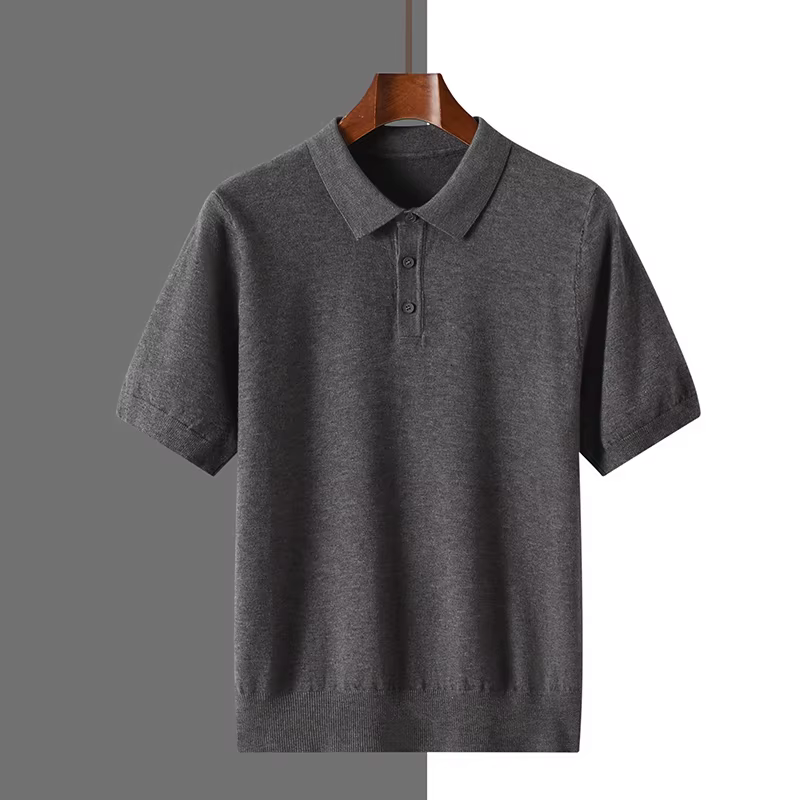 2025 classique col Polo T-Shirt pull hommes tricots laine Lyocell mélange