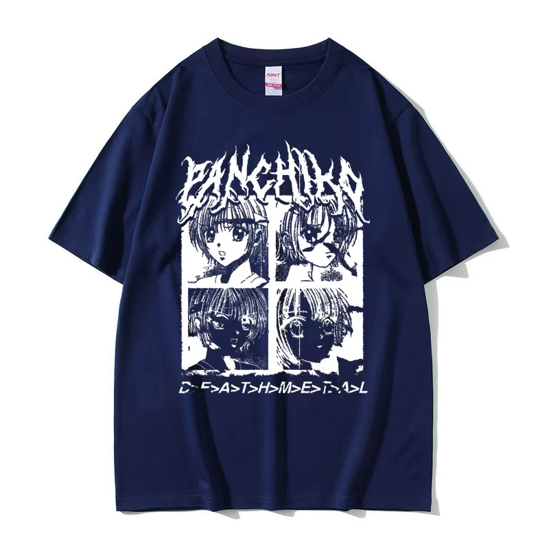 Panchiko DEATHMETAL Album graphique imprimé T-shirt hommes femmes Hip Hop surdimensionné