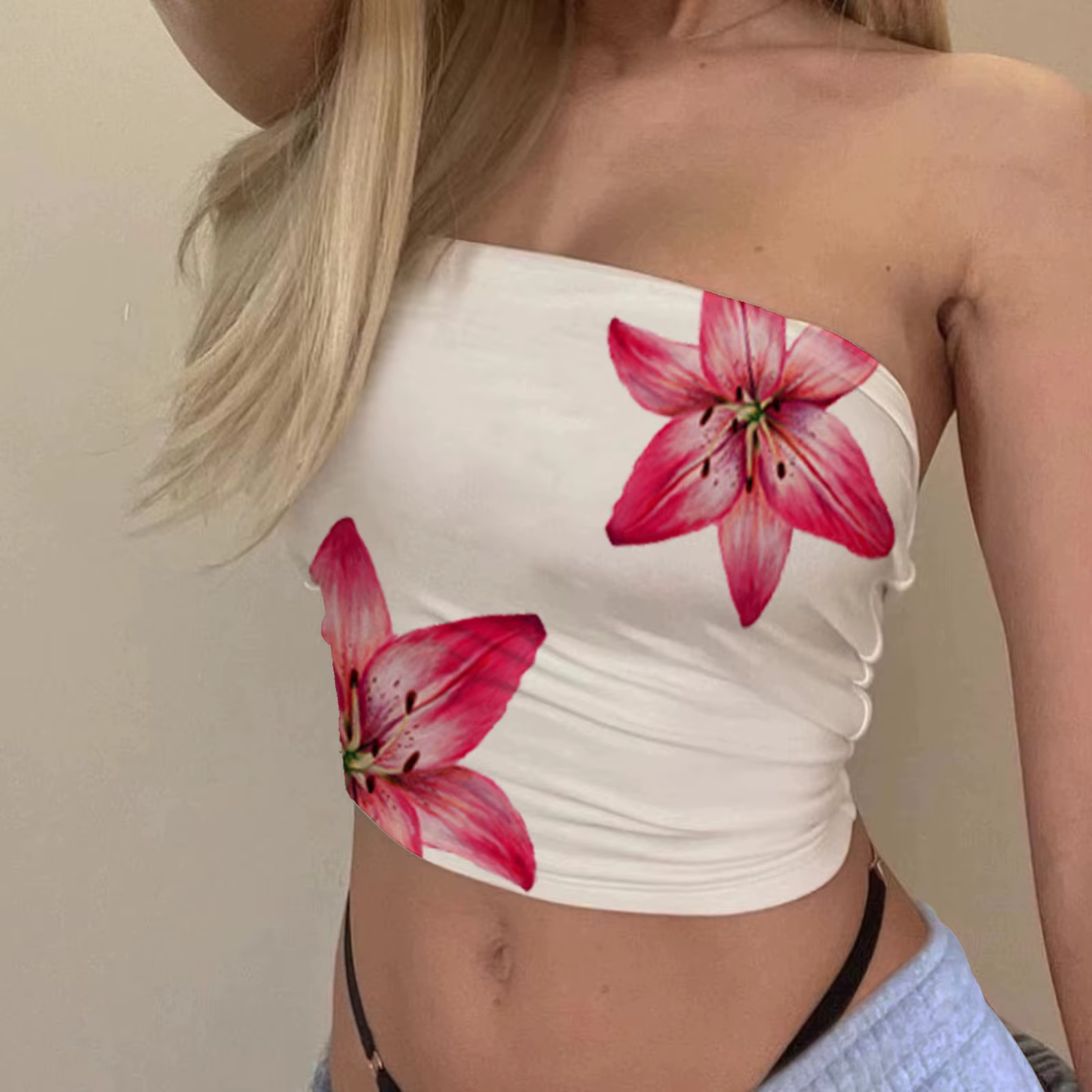 Hauts tubulaires à imprimé Floral pour femmes