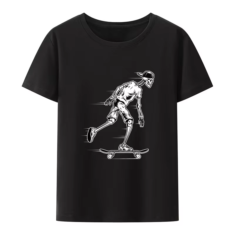 T-shirt unisexe avec impression de patins de crâne drôle