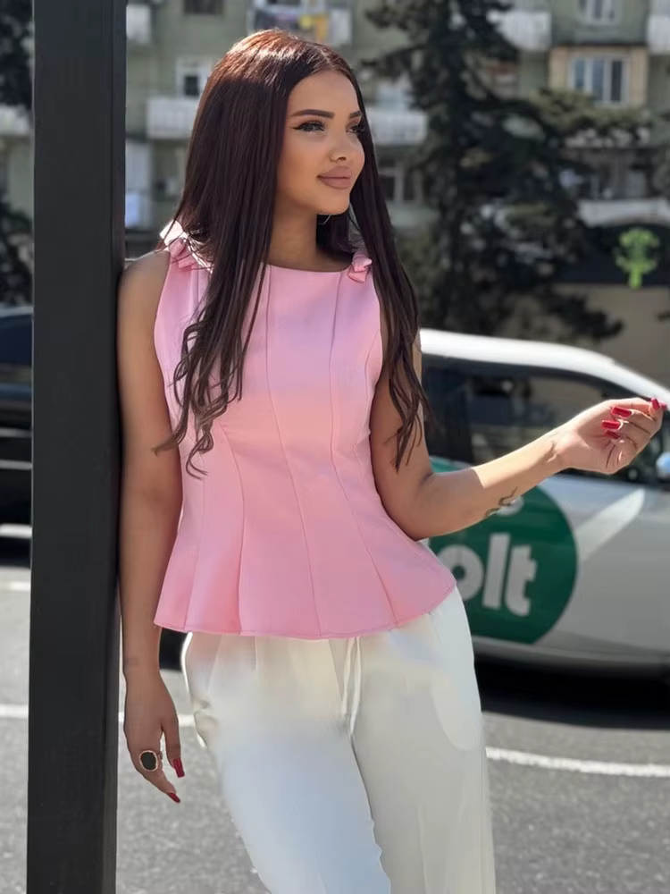 HH femmes élégant solide nœud recadrée hauts mince sans manches épaules nues Sexy dame débardeurs mode décontracté Y2K femme gilet
