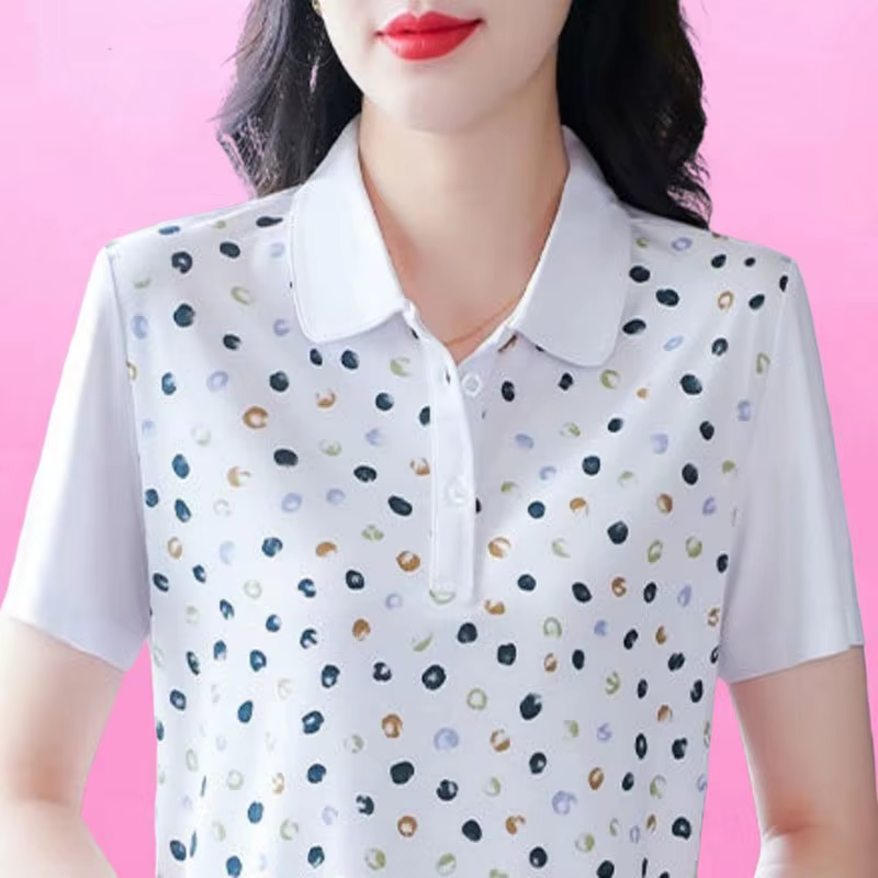 Nouveau T-shirt Polo Femme d'été à Col Revers et Manches Courtes