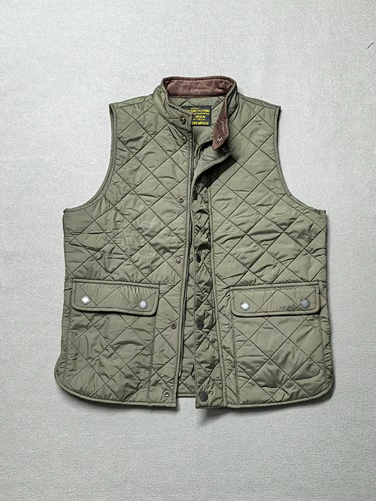 Automne et hiver nouveau américain rétro à manches longues Dom matelassé gilet hommes Style Polo 100% Polyester épais décontracté multi-poches manteau