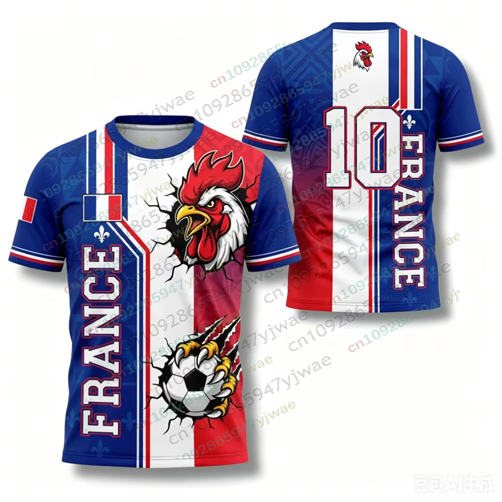Maillot de Foot France 2026 Édition Fan Mbappé N°10 T-shirt de Football Respirant Séchage Rapide Vêtement de Sport Été Homme Femme Haut