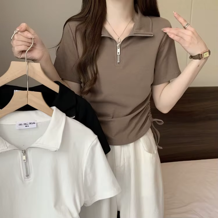 Polo mi-zippé pour femme