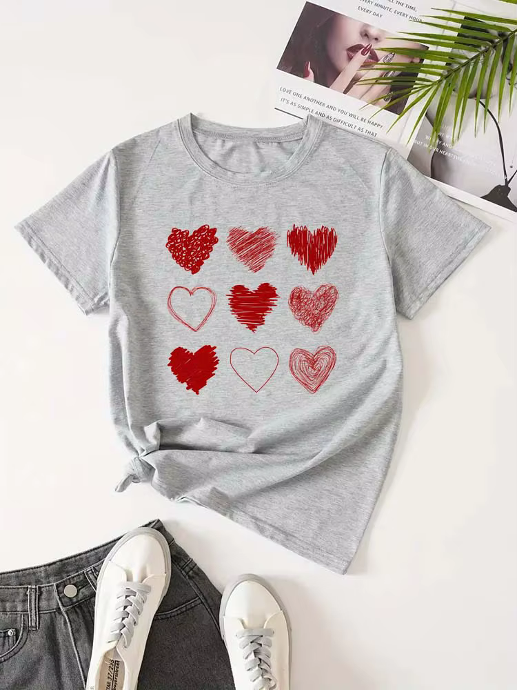 T-shirts pour femmes imprimés cœur rouge