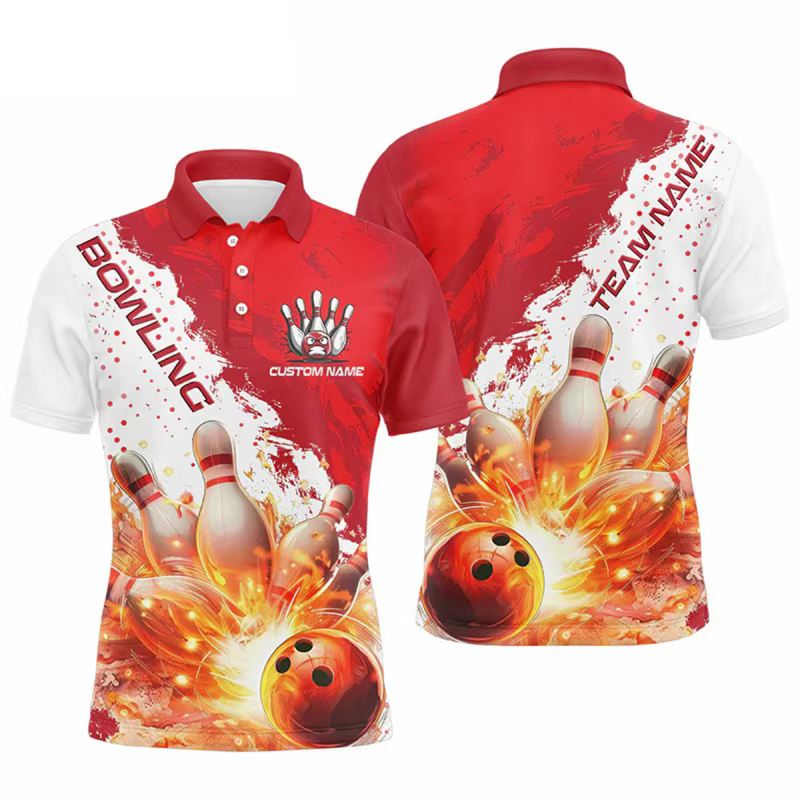 Polo à motif de Bowling coloré pour hommes