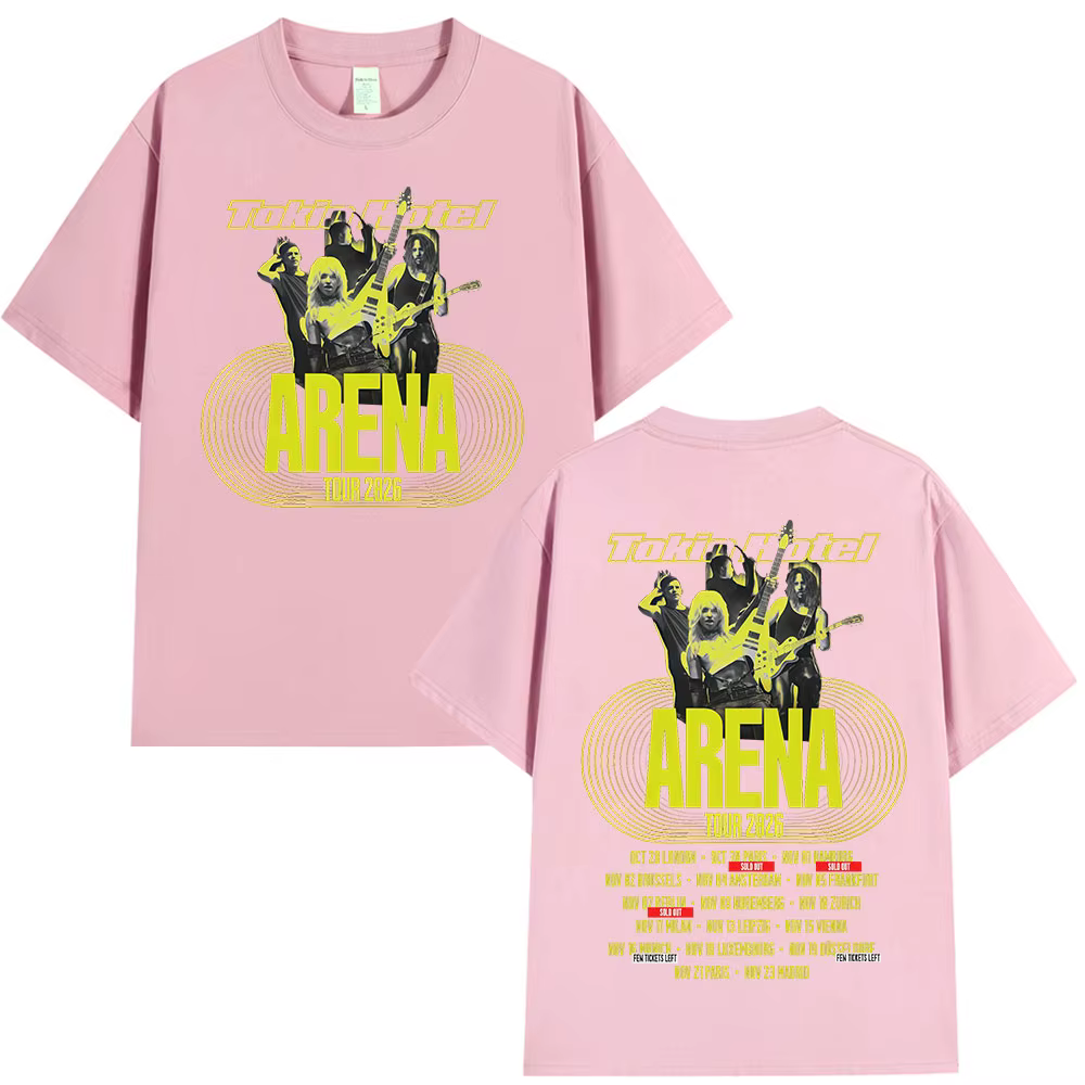 T-shirts de la tournée Arena 2026 du groupe rock Tokio Hotel
