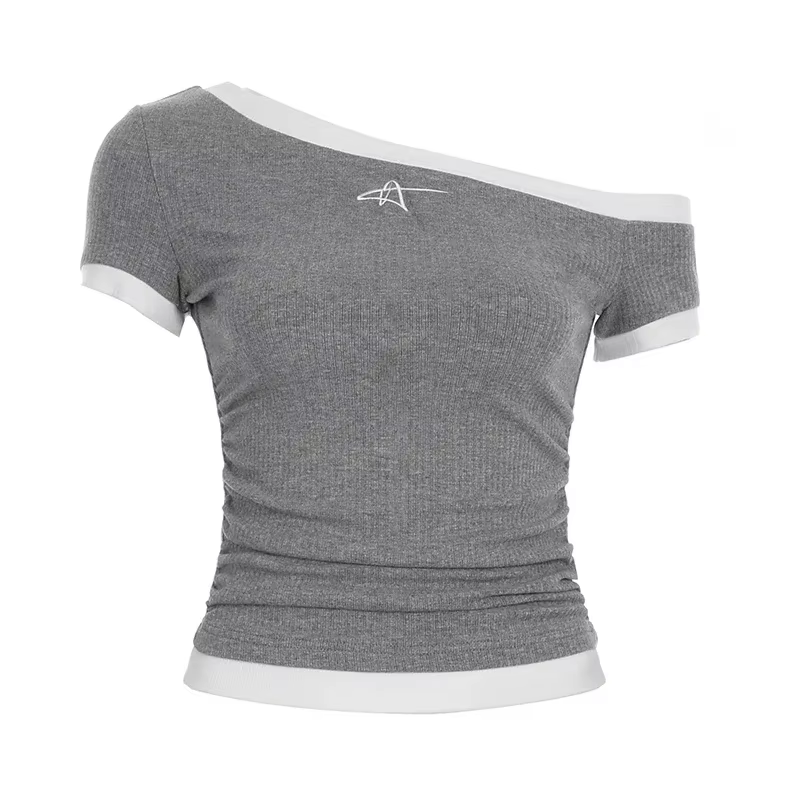 T-shirt asymétrique à manches courtes pour femmes