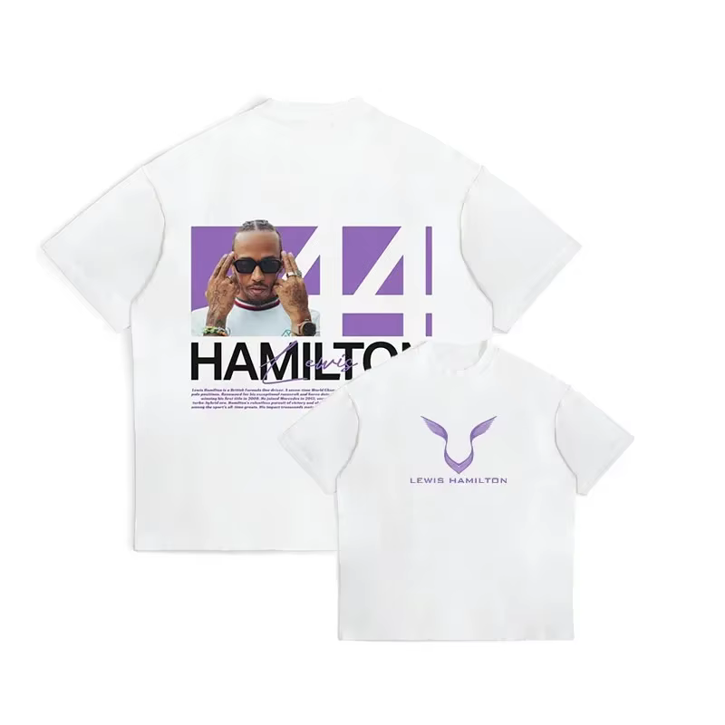 T-shirt de sport oversize pour homme été 2025 avec imprimé graphique Lewis Hamilton