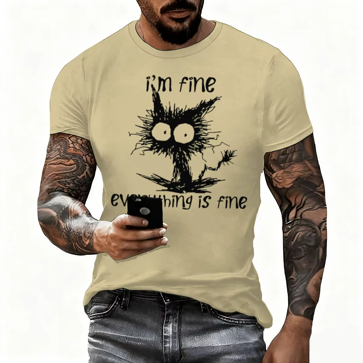 T-shirt humoristique à motif de chat