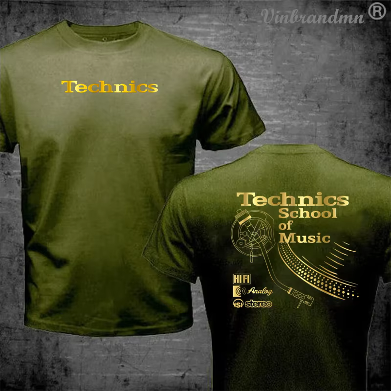 T-shirt Vintage DJ Long Play Technics School of Music pour Homme