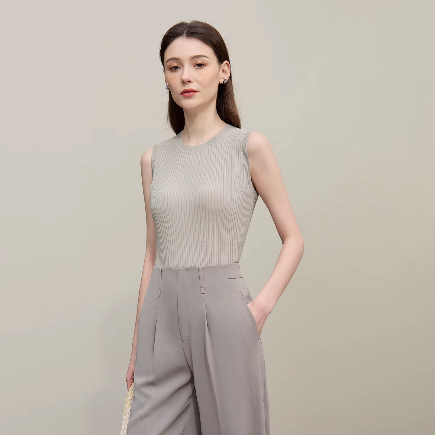 Débardeur Amii pour femme – Nouvelle collection été 2026 – Coupe droite sans manches – Couleur unie – Gilet polyvalent