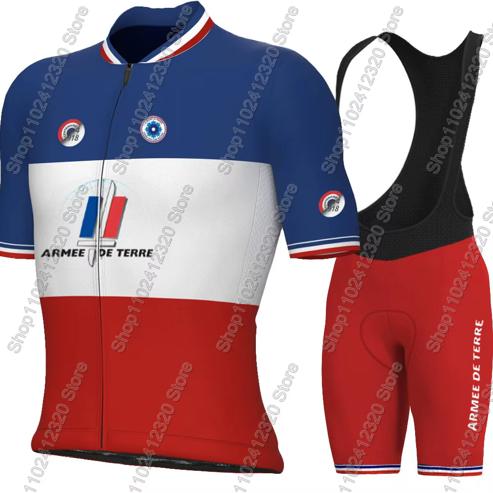 Ensemble Maillot et Cuissard Cycliste Équipe de France 2026 – Tenue d'Été pour Vélo de Route et VTT – Maillot et Short de Cyclisme