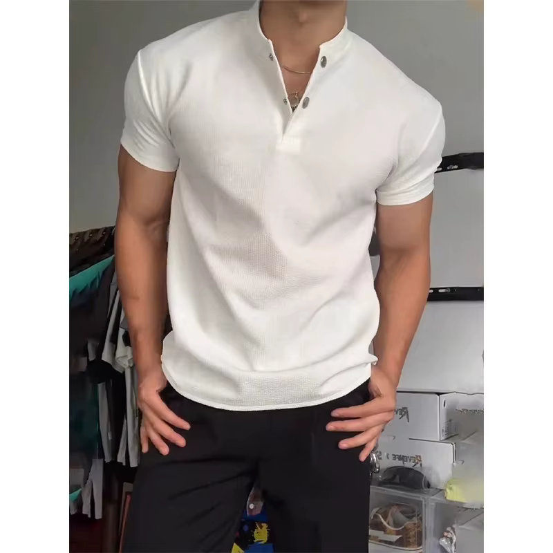 T-shirts à col Henry pour hommes