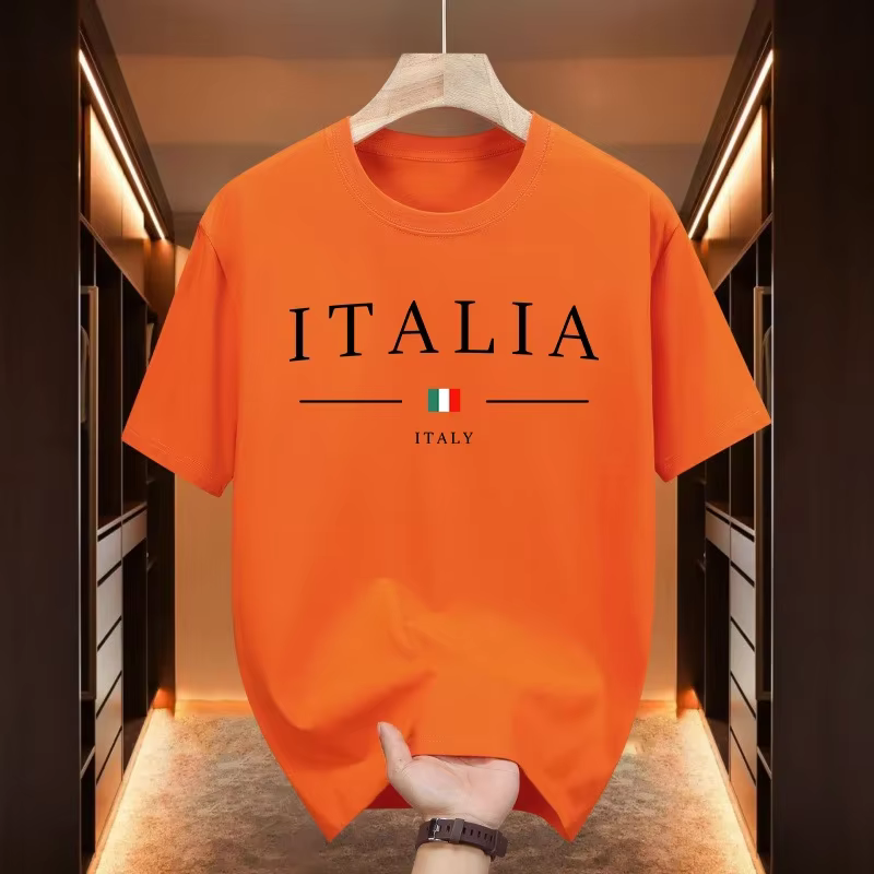 Italie mode T-shirts pour hommes de haute qualité 100% coton col rond manches courtes été quotidien sport décontracté
