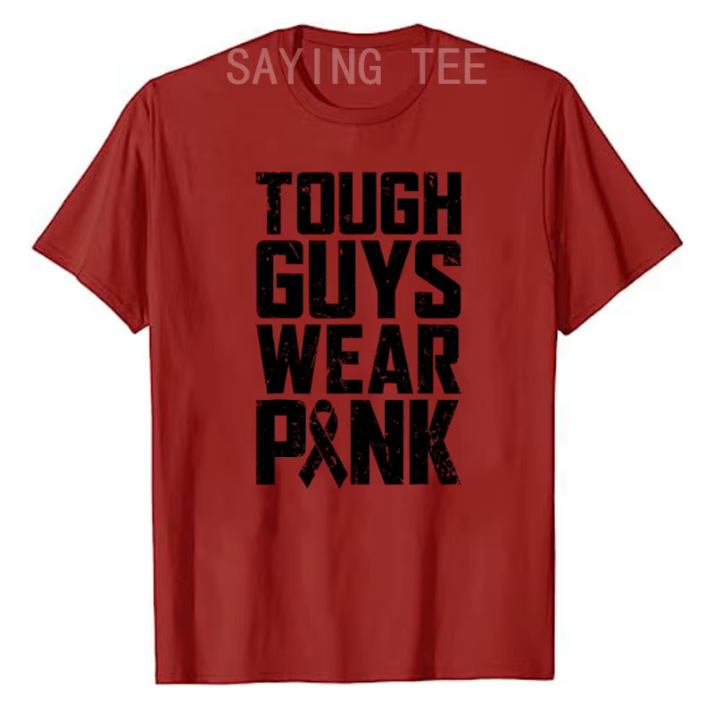 Tough Guile Wear-T-shirt rose de sensibilisation au cancer du sein pour hommes et garçons